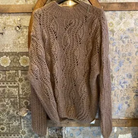 Mohair mix Chunky knitted jumper -Brown