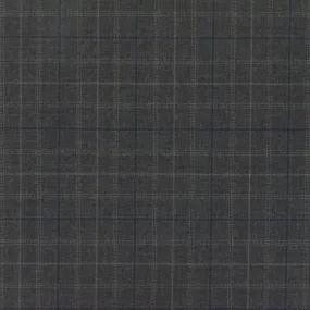 Night Gray-Blue-Multi Check Wool-Poly Woven Suiting Fabric