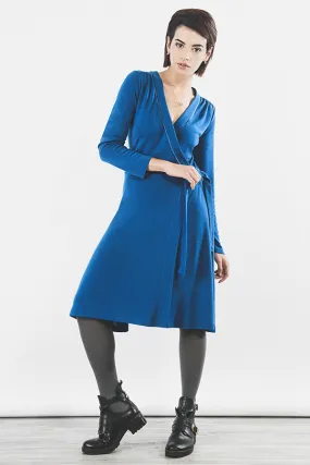 Outsider wrap dress merino wool in teal