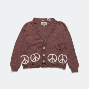 Peace Intarsia Cardigan Naturally Dyed - Lavendar/White