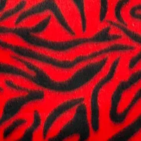 Red | Black Zebra Print Fleece Fabric