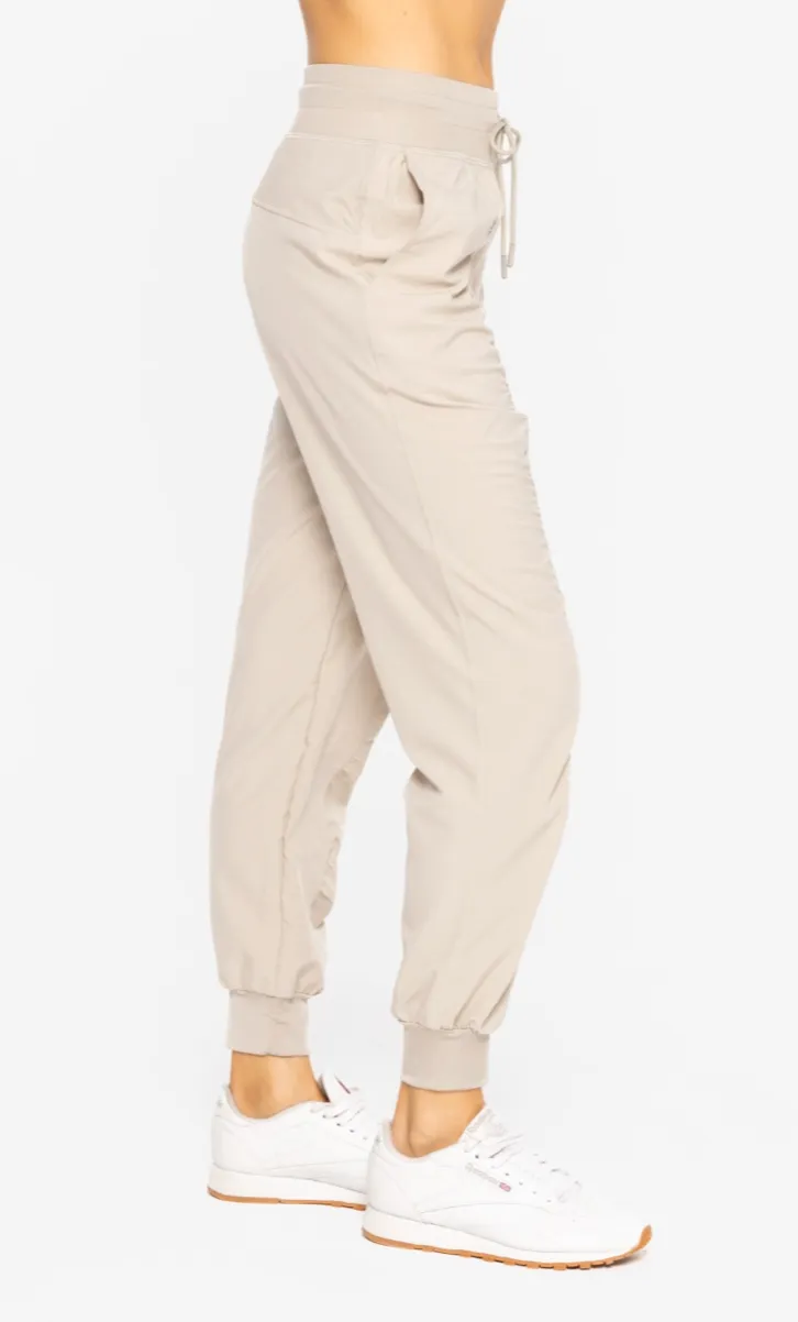 Ruched Front Active Joggers - Khaki