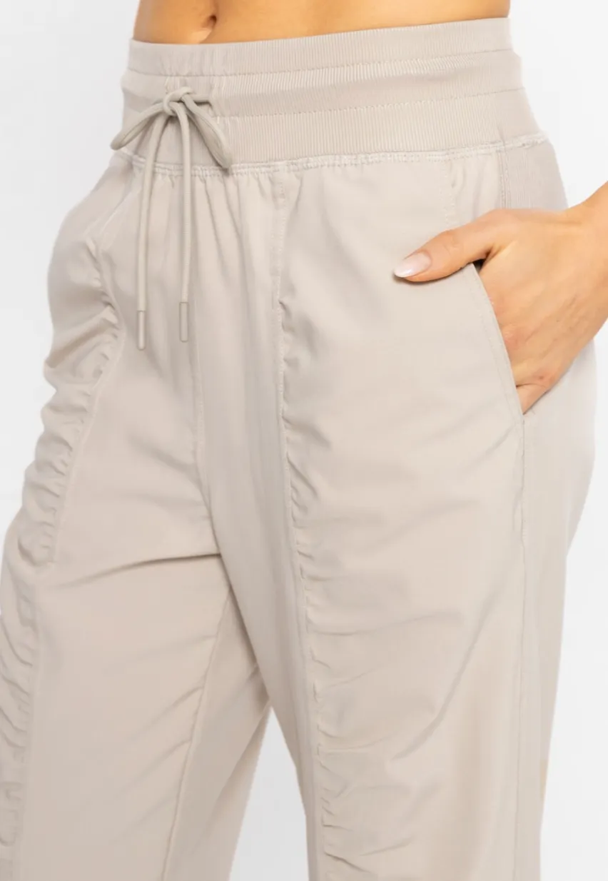 Ruched Front Active Joggers - Khaki