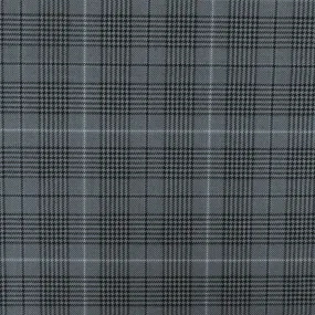 Simple Gray-Black-White Glen Plaid Wool Polyester Twill Woven Fabric