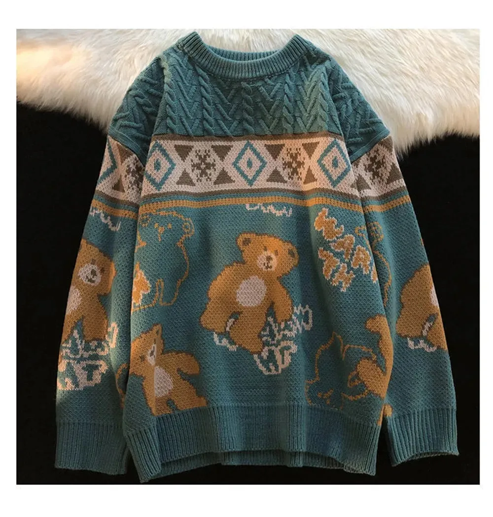 Sophie - Women's sweater with bear motif and Norwegian pattern