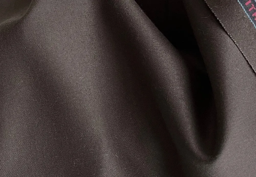 Super 150s Bittersweet Brown Selvedged Wool Twill (Made in Italy)