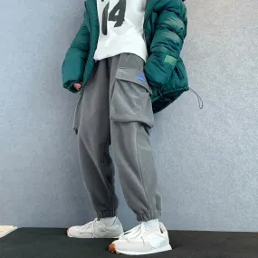 Wiaofellas  -  Autumn/winter Overalls Men's Thick Casual Pants Fashion Trousers Loose Straight Trousers Streetwear Men  Men Joggers