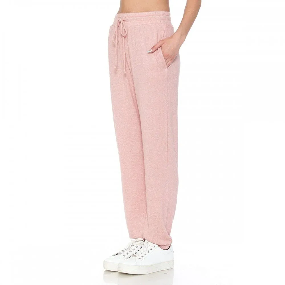 Women's Brushed Hacci Elastic Cuff High Waist Joggers