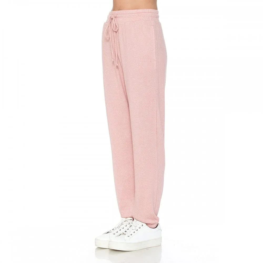 Women's Brushed Hacci Elastic Cuff High Waist Joggers