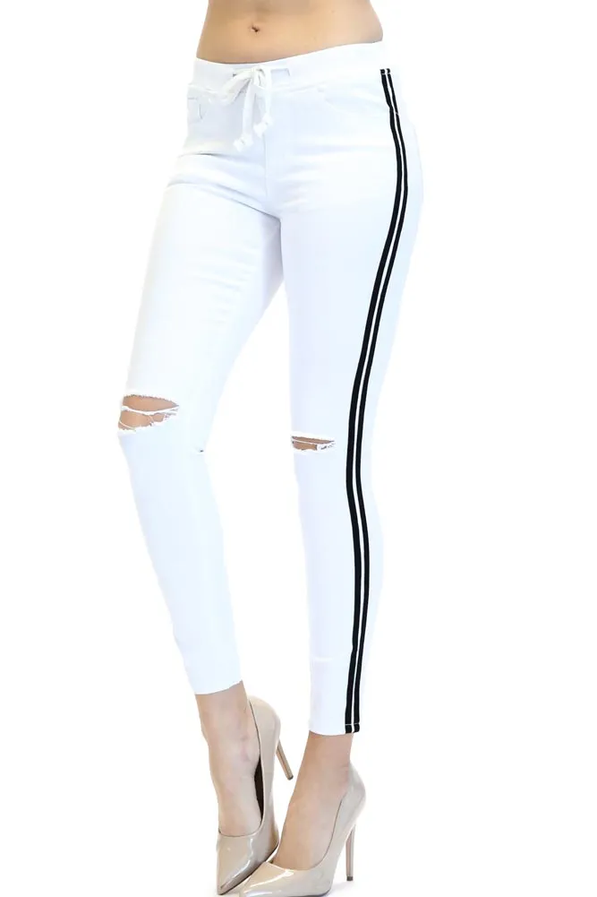 Women's Destroyed Thick Side Striped Jogger