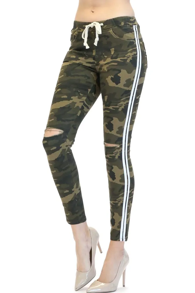 Women's Destroyed Thick Side Striped Jogger