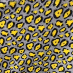 Yellow Black Gray Leopard Print Fleece Fabric